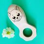 Wooden Baby Rattle Cat, thumbnail 1 of 3