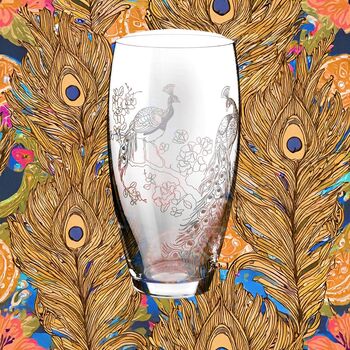 Personalised Peacock Crystal Barrel Vase, 5 of 5