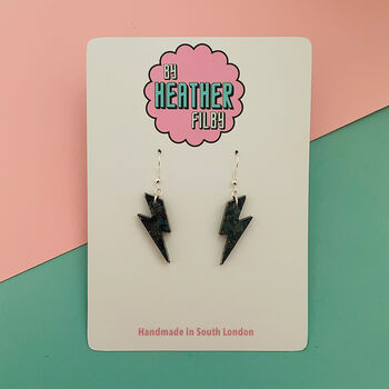 Black Lightning Bolt Earrings Small And Large, 2 of 2