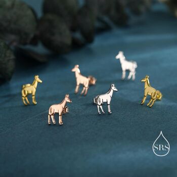 Sterling Silver Tiny Okapi Stud Earrings, 6 of 12