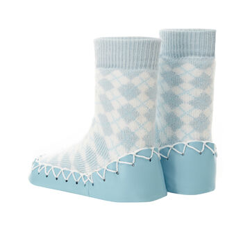 Sky Blue Argyle Slippers For Children, 3 of 4