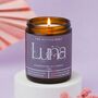 Luna Soy Wax Candle – 165g Amber Glass | Jasmine, Citrus And Amber, thumbnail 1 of 5