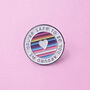 Safe With Me Lgbtq+ Round Enamel Pin Badge, thumbnail 2 of 5