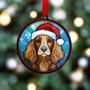 Working Cocker Spaniel Chocolate In Santa Hat Suncatcher Decoration, thumbnail 3 of 6