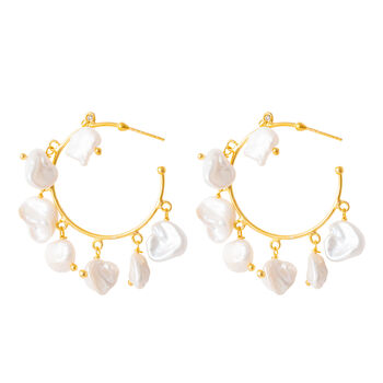 Pearl And Gold Plated Silver Hoop Earrings, 3 of 3