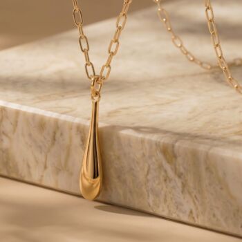 Droplet Pendant 18k Gold Plated Long Necklace, 2 of 3