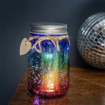 Rainbow Sparkle Firefly Jam Jar Light, 2 of 4