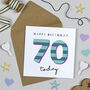 Candy Stripe 70th Birthday Card, thumbnail 1 of 2