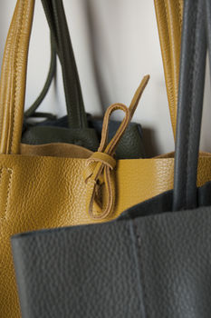 Mustard Olive Or Grey Leather Tote Shopper, 3 of 9