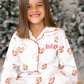 Personalised Matching Family Christmas Santa Print Pyjamas, 5 of 12