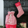Personalised Christmas Sack Stocking Set Gingham Check, thumbnail 1 of 12