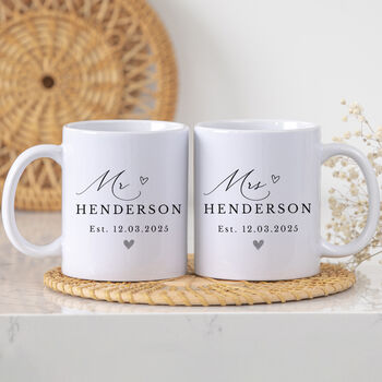 Personalised Mr And Mrs Mug Set – Wedding Or Anniversary Gift, 2 of 4