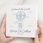 New Baby Boy Card Bear In Hot Air Balloon, thumbnail 1 of 6