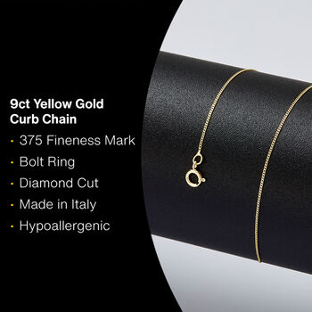 Solid 9ct Yellow Gold Extra Light Curb Chain Necklace, 2 of 3