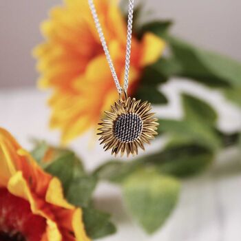 Sunflower Silver Necklace Large, 6 of 9