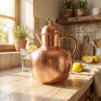 Heavy Duty Solid Copper Jug With Brass Handle, 2 of 8
