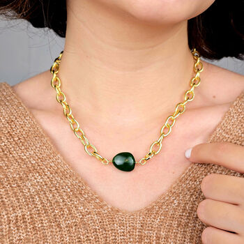 Emerald May Birthstone Statement Pendant Necklace, 3 of 6