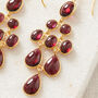 Garnet Cabochon Gold Plated Silver Chandelier Earrings, thumbnail 3 of 9