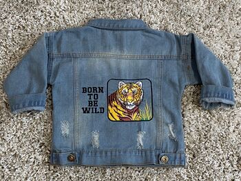 Personalised Baby/Toddler Denim Jacket With Tiger, 4 of 11