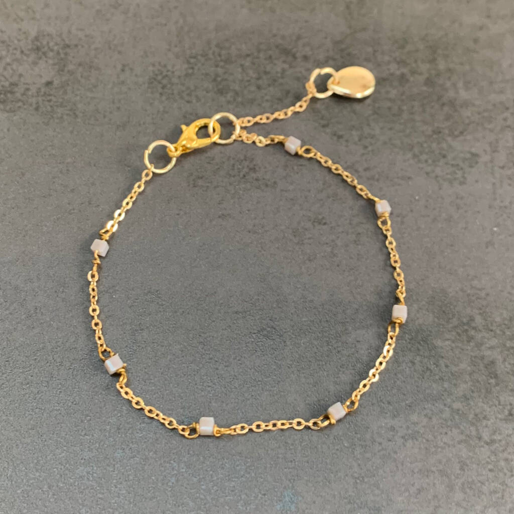 Fine Grey Bead Bracelet By Baronessa