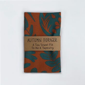 100% Organic Autumn Forager Tea Towel, 2 of 3