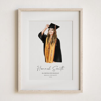 Personalised Graduation Gift – Hand Drawn Portrait From Photo, Friends Keepsake Print, Class Of 2025 Party Or School Leavers Decor, 3 of 9