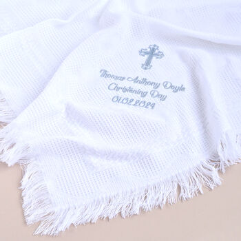 Personalised White Heart Christening Shawl, 5 of 7