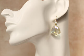Champagne Yellow Art Deco Bridal Earrings, 2 of 6
