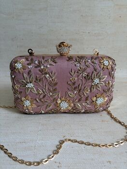 Pink Rectangular Floral Clutch Bag, 3 of 11