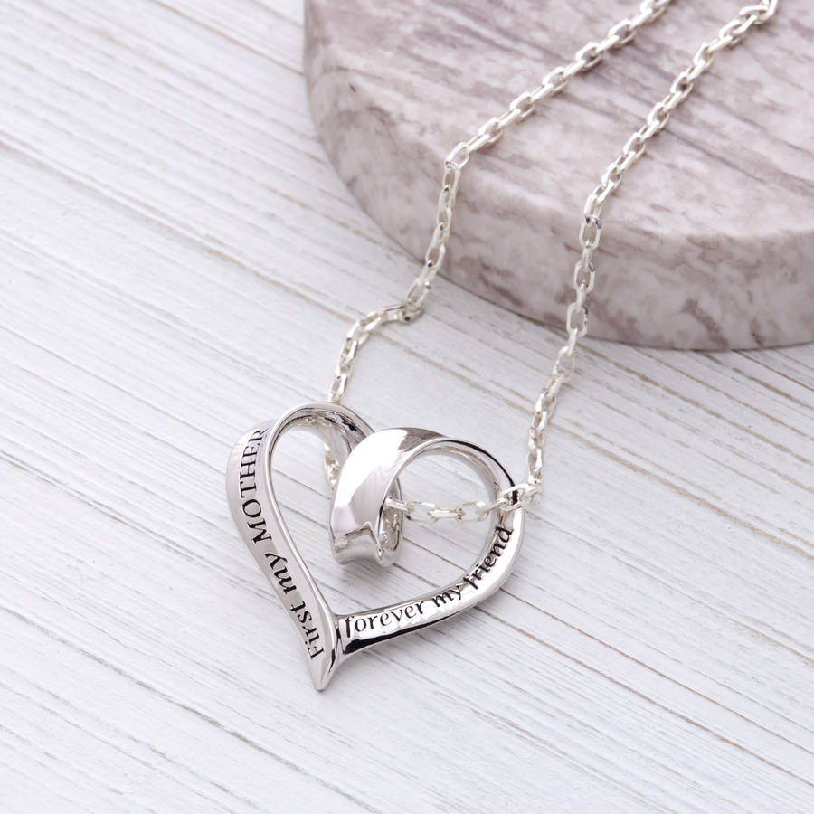 First My Mother Sterling Silver Heart Message Necklace By Lauryn First My Mother Sterling Silver Heart Message Necklace