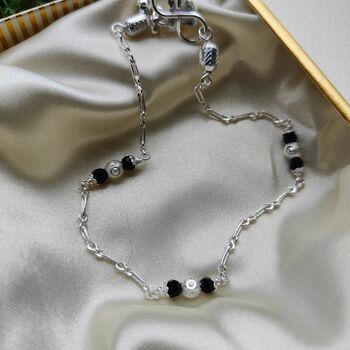 Sterling Silver Black Bead Payal Anklet, 2 of 5