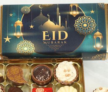 Eid Mubarak Eid Al Fitr Green Luxury Eight Chocolate Box, 3 of 3