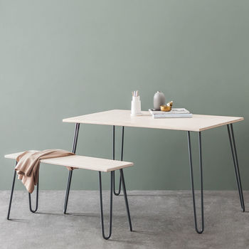 Dining Table, Industrial, Hairpin Legs, Plywood, 2 of 9