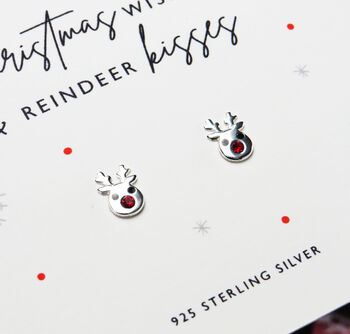 Sterling Silver Christmas Reindeer Stud Earrings, 3 of 5