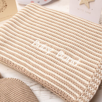 Personalised Sage Green Baby Blanket – Mini Stripe Design, 3 of 12