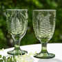 Set Of Four Botanical Fern Green Wine Goblets, thumbnail 7 of 9