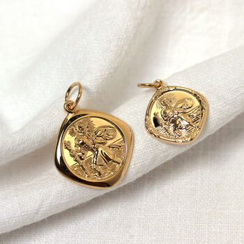 9ct Gold Reversible Square Saint Christopher Pendant, 2 of 2