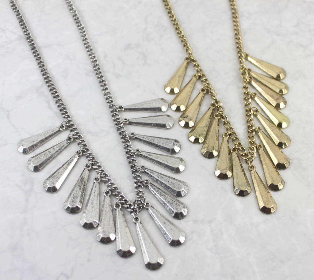 metal tassel collar statement necklace by lucy loves neko