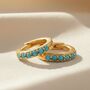 Turquoise December Birthstone Gold Plated Huggies, thumbnail 1 of 6