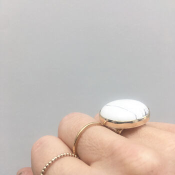 Howlite Gemstone Ring Set In 9 Ct Gold And Silver, 2 of 5