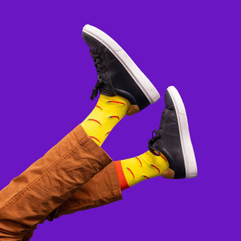 Red Chilli Pattern Colourful Egyptian Cotton Men's Socks, 2 of 5