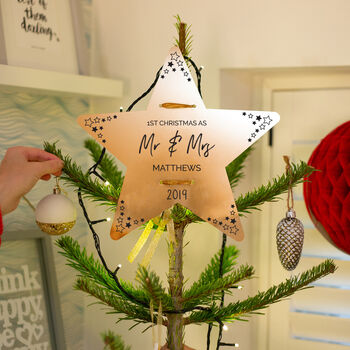 Personalised First Christmas As Mr And Mrs Tree Topper, 3 of 5