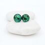 Emerald Green Glass And Sterling Silver Stud Earrings, thumbnail 1 of 12