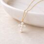 Tiny Personalised Gold Plated Sterling Silver Pearl Cross Necklace, thumbnail 3 of 8