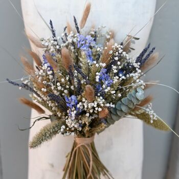 Wedding Dried Flower Bouquet Meadow Blues Middle, 3 of 5