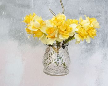 Faux Daffodils In Glass Vase, 2 of 10