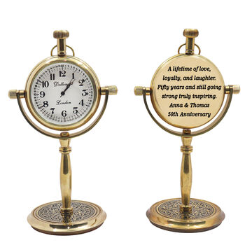 Personalised 50th Golden Wedding Anniversary Desk Clock Gift, 3 of 12