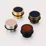 Brass Floor Mounted Door Stops With Leather Insert, thumbnail 1 of 12