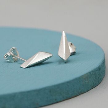 Simple Sterling Silver Studs. Kite Shape, 7 of 10