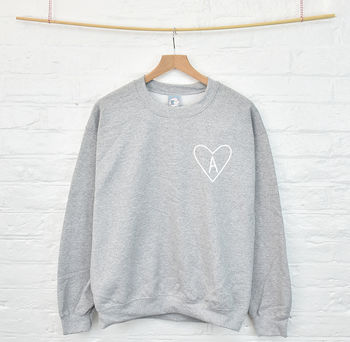Monogram Heart Initial Personalised Sweatshirt Jumper, 4 of 9